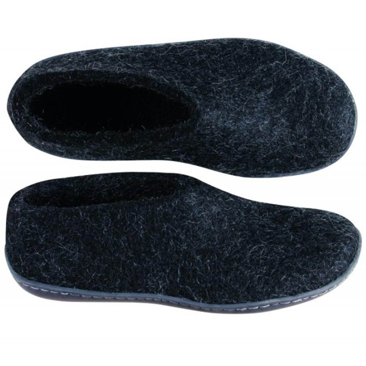 Wollen slof schoen - zwarte rubber zool diverse kleuren - Afbeelding 2