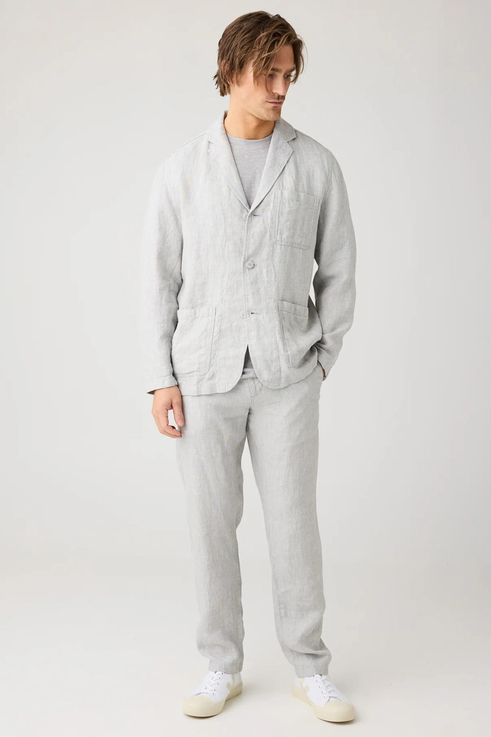 Linnen blazer lichtgrijs - Afbeelding 5