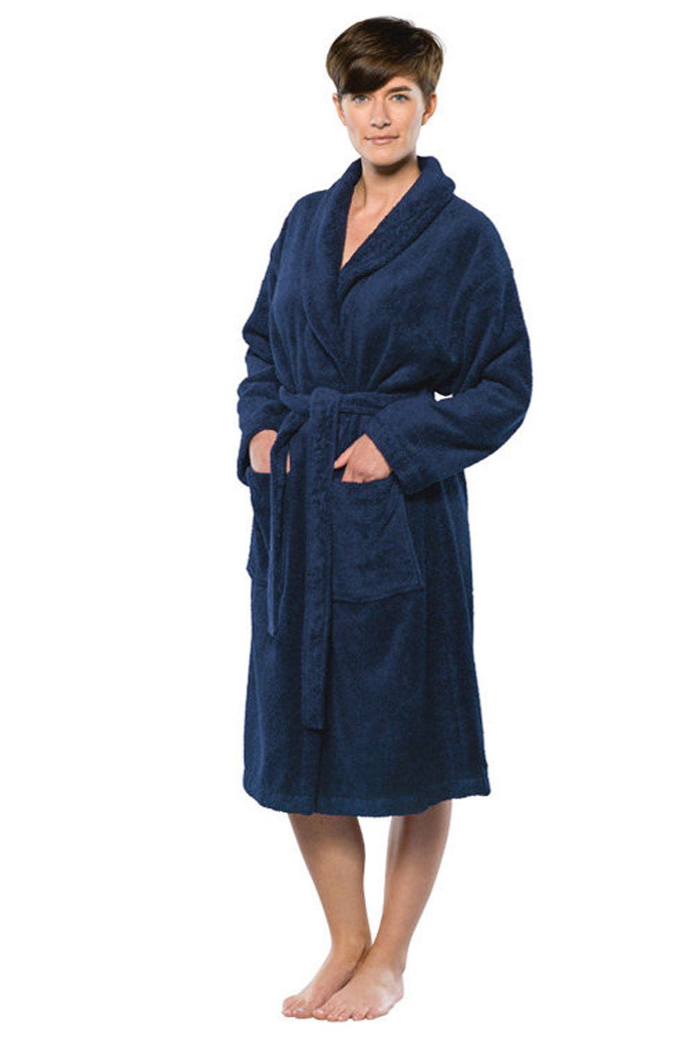 Badjas badstof deluxe blauw