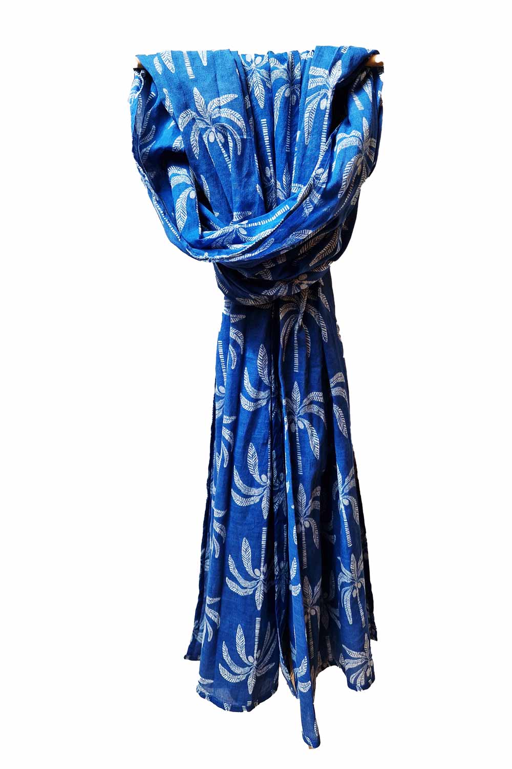 Sjaal biokatoen blauw palmbomen