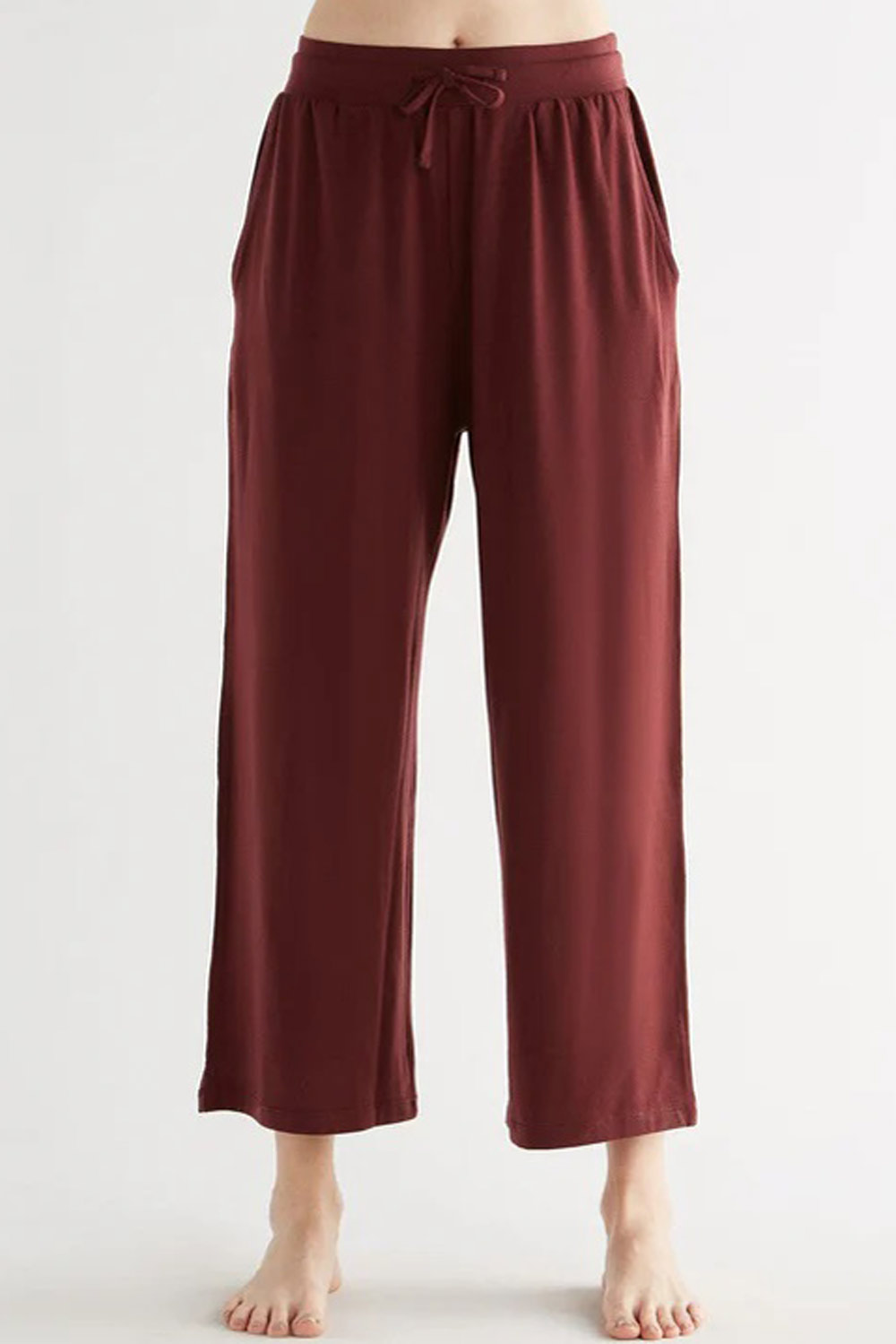 7/8 broek wijde rechte pijp bordeaux
