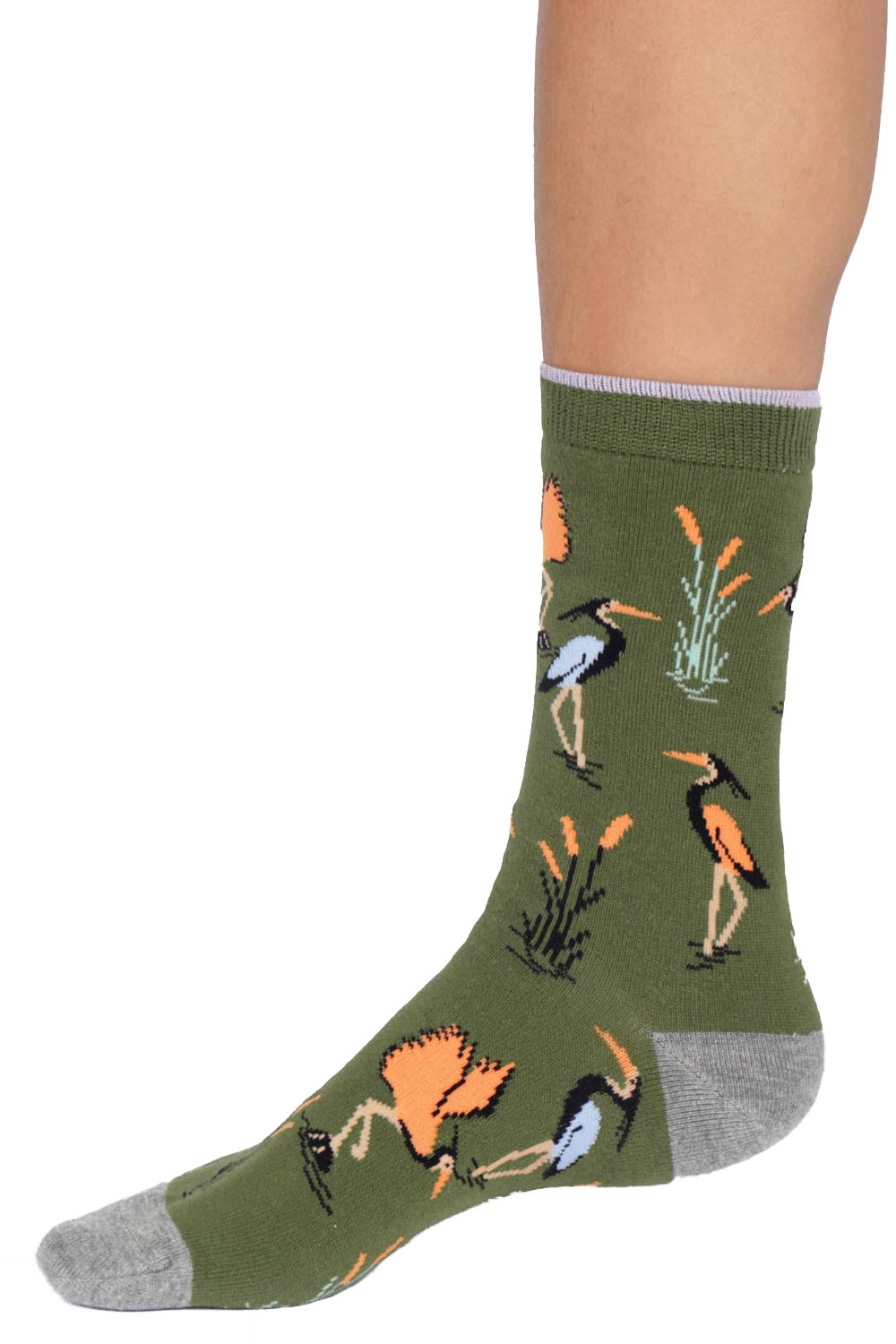 Sokken biokatoen vogels olijfgroen