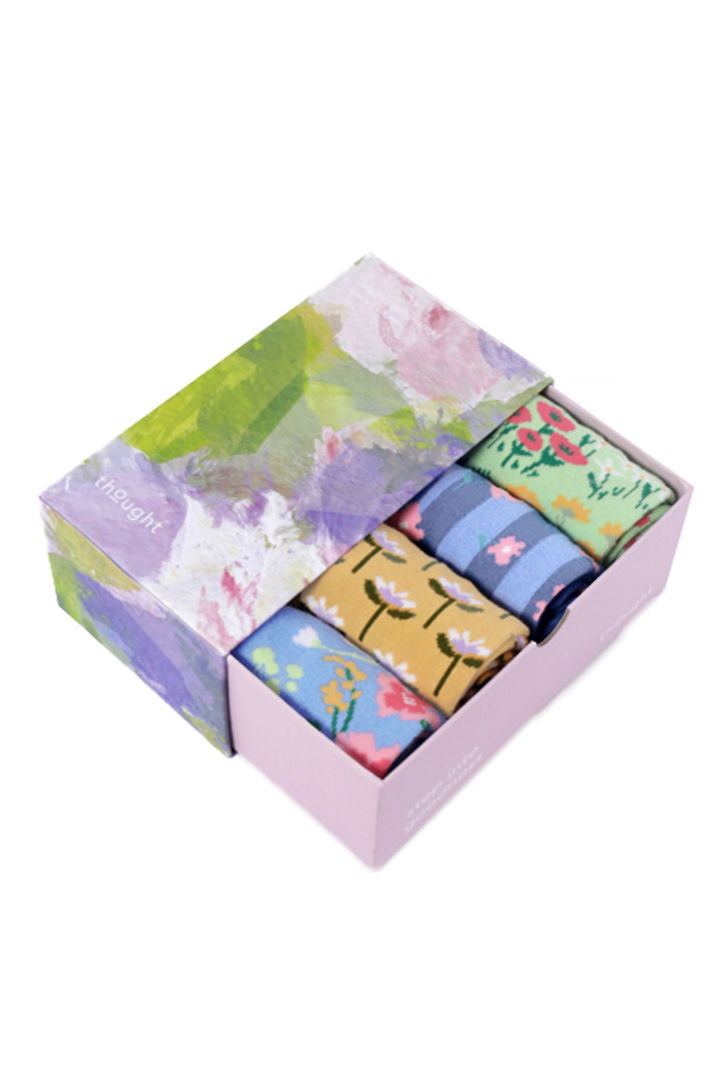 Cadeaubox 4 paar sokken biokatoen bloemen - Afbeelding 2
