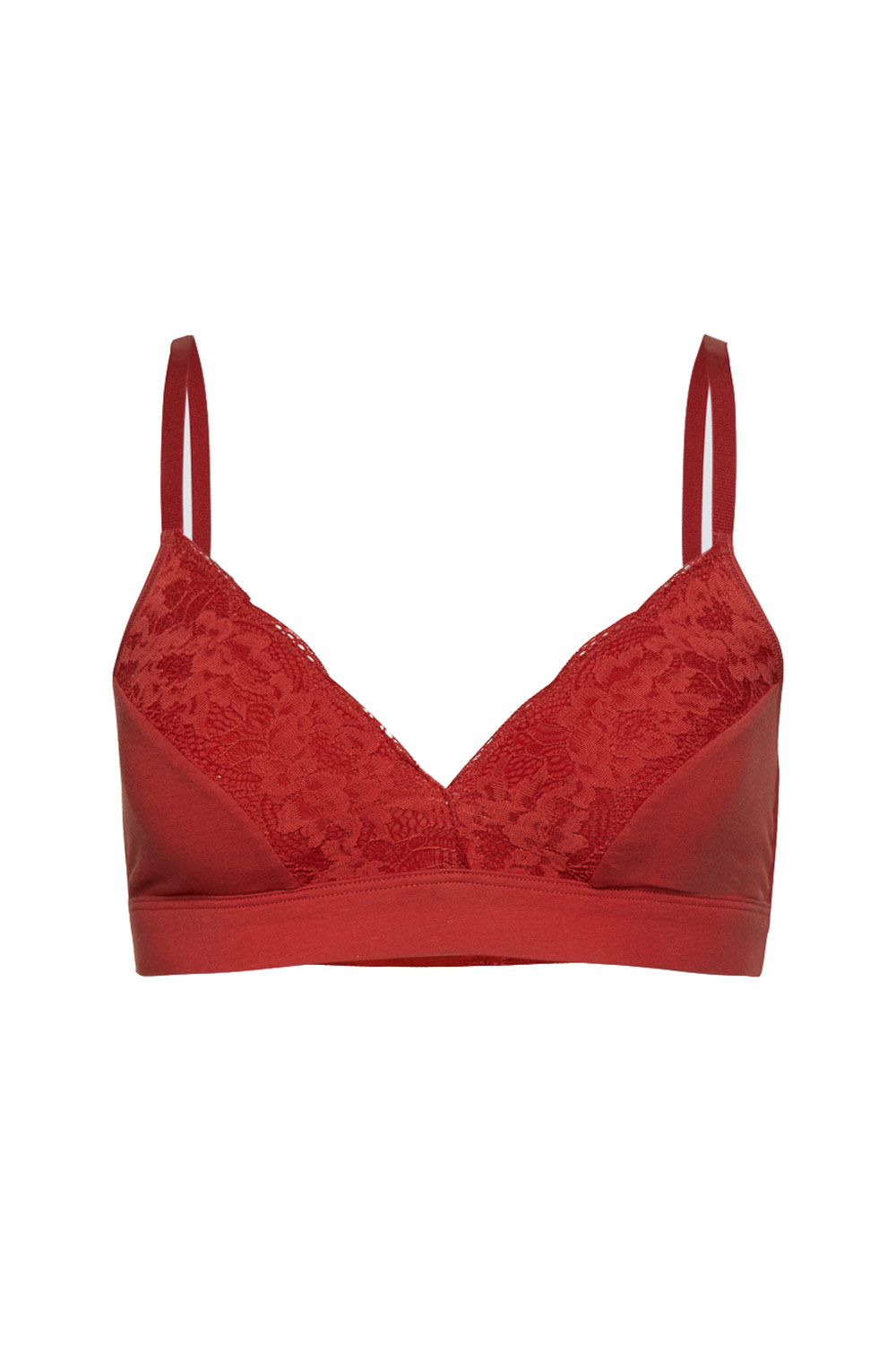 Soft-bra met kant cranberry rood - Afbeelding 2