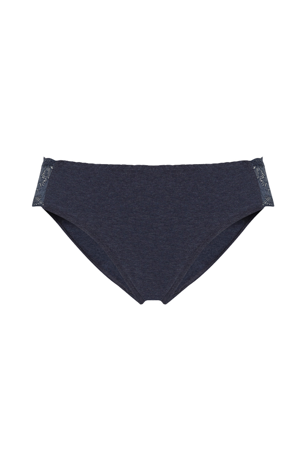 Slip biokatoen en kant marineblauw melange - Afbeelding 3