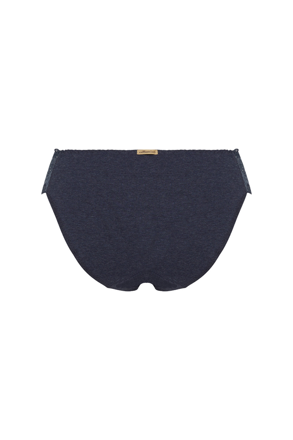 Slip biokatoen en kant marineblauw melange - Afbeelding 4
