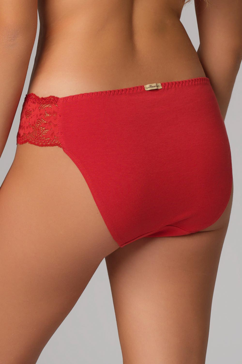 Slip biokatoen en kant cranberry rood