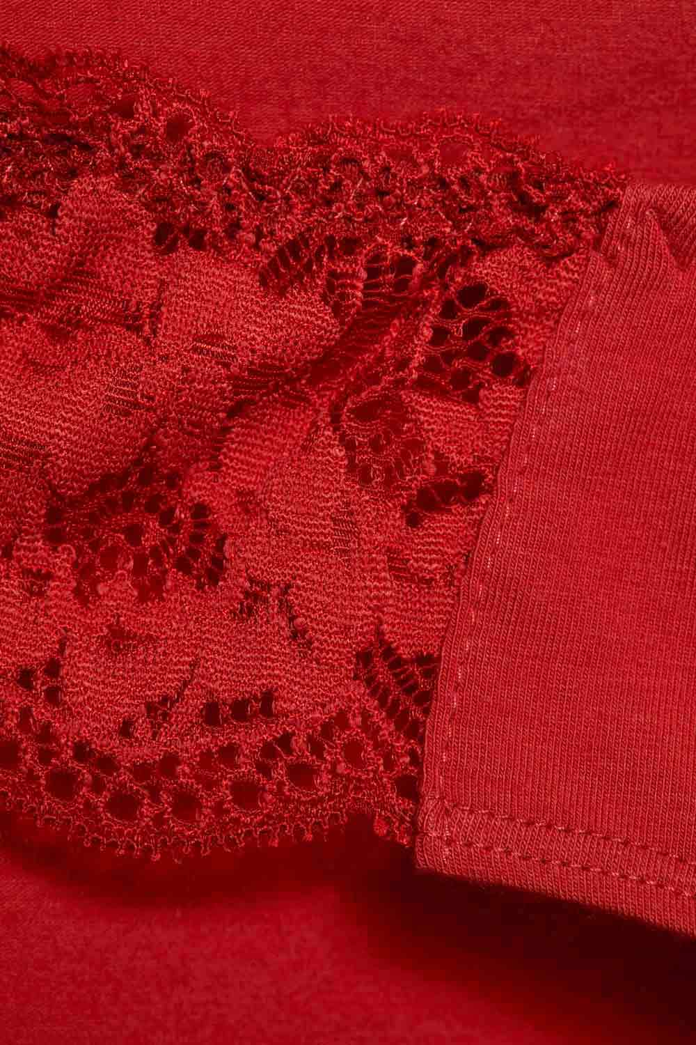Slip biokatoen en kant cranberry rood - Afbeelding 5