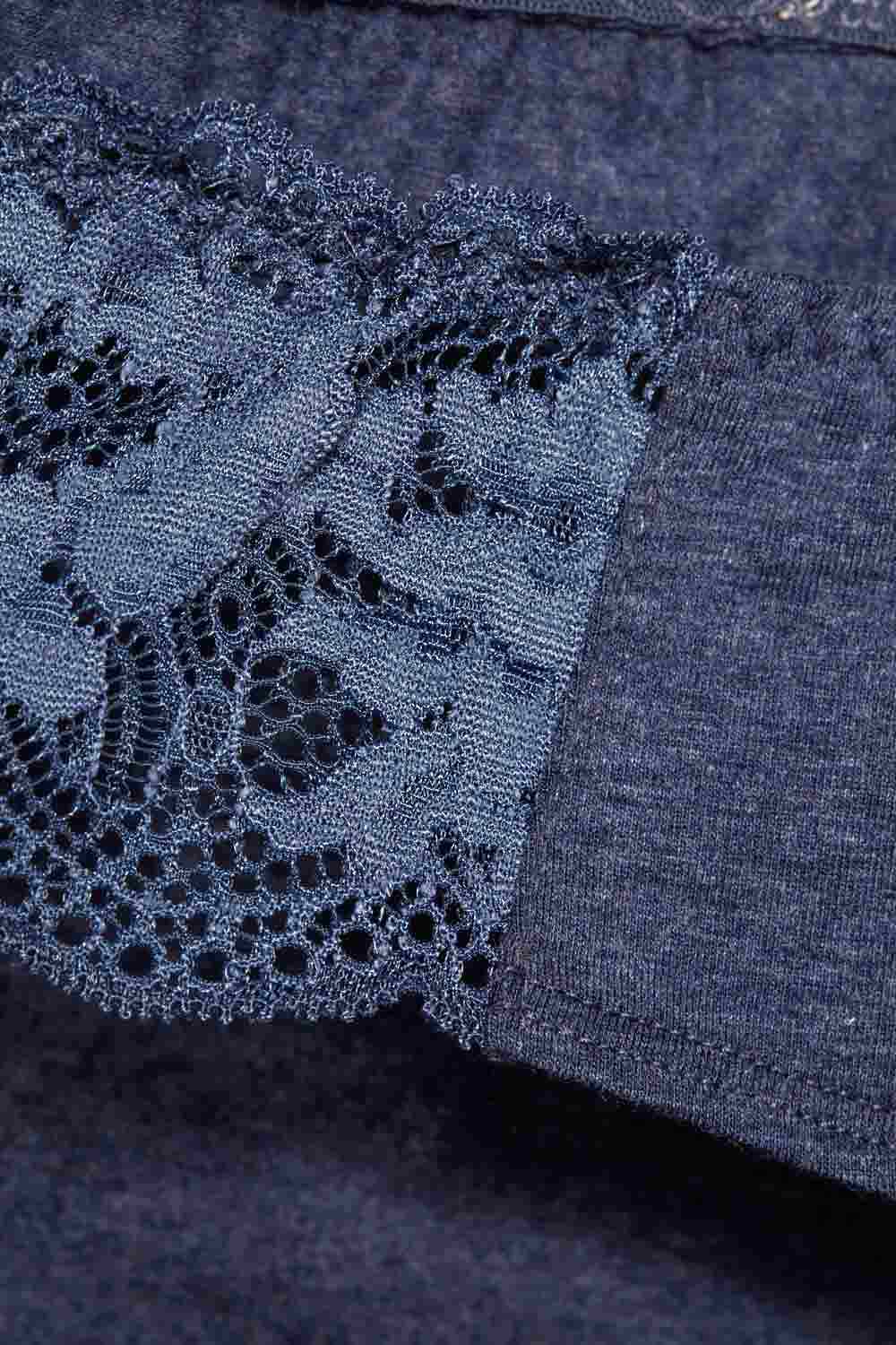 Slip biokatoen en kant marineblauw melange - Afbeelding 5