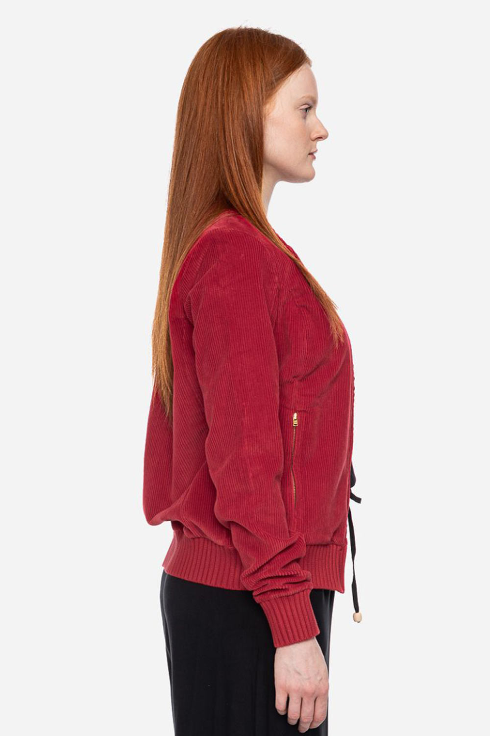 Ribfluweel jasje rood biokatoen - Afbeelding 3