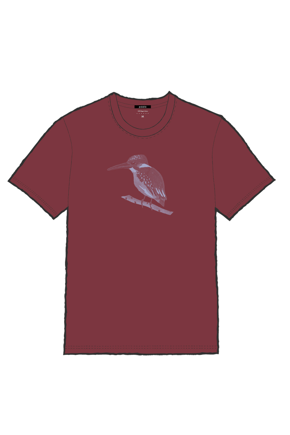 T-shirt ijsvogel biokatoen bordeaux