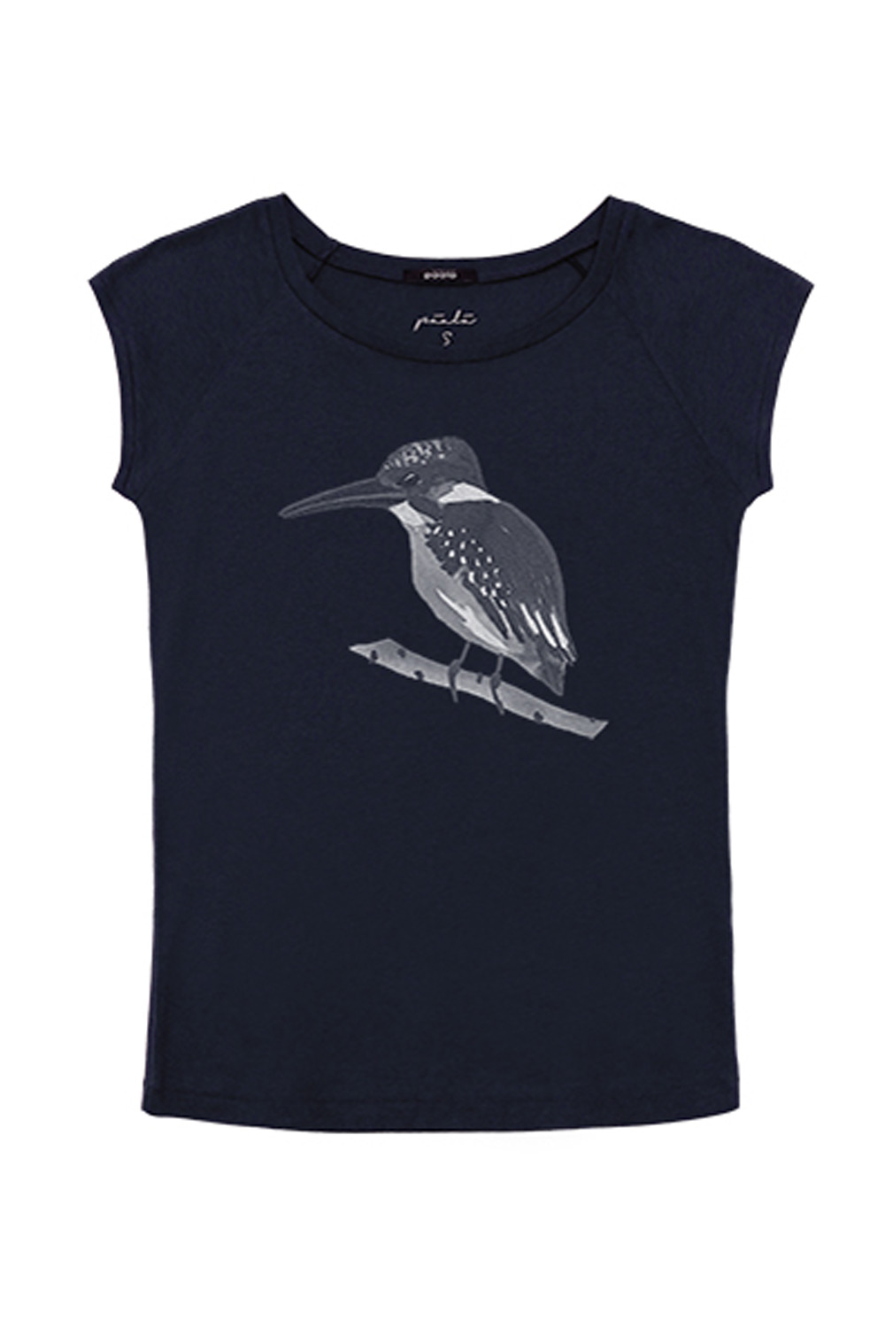 T-shirt ijsvogel donkerblauw bamboe-biokatoen