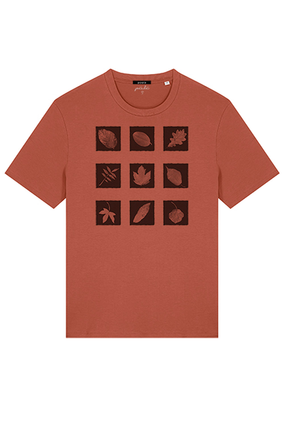 Heren t-shirt bladeren biokatoen terra