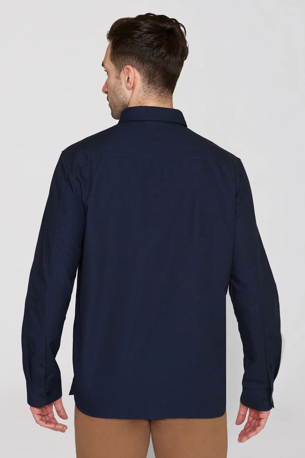 Biokatoenen overhemd donkerblauw - Afbeelding 3