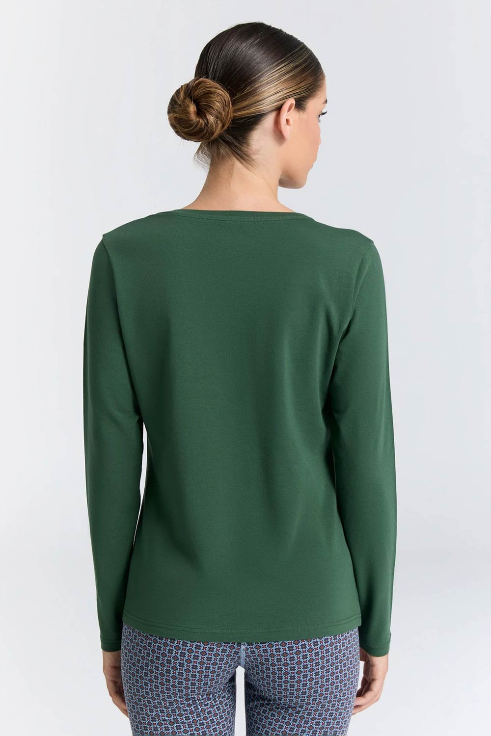 Basic v-hals shirt slim fit groen - Afbeelding 2