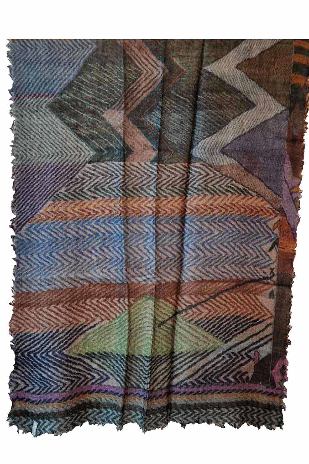 Lange wollen sjaal zigzag print