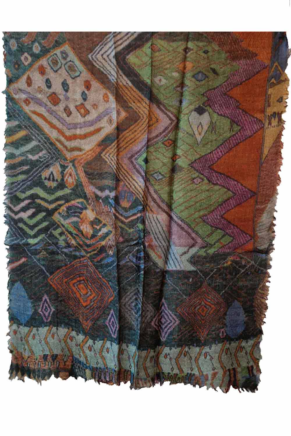 Lange wollen sjaal zigzag print - Afbeelding 2