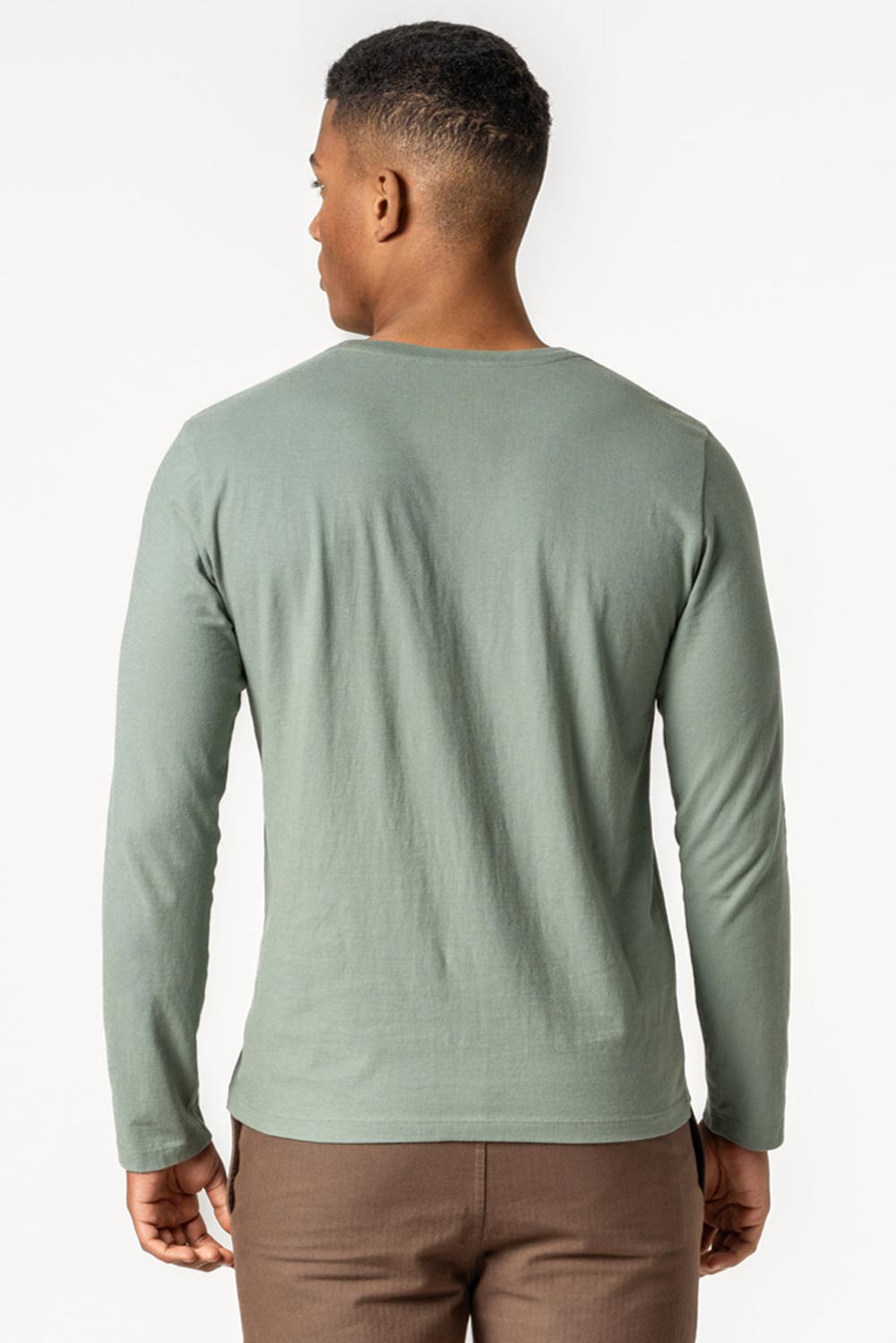 Heren longsleeve biokatoen lichtgroen - Afbeelding 3