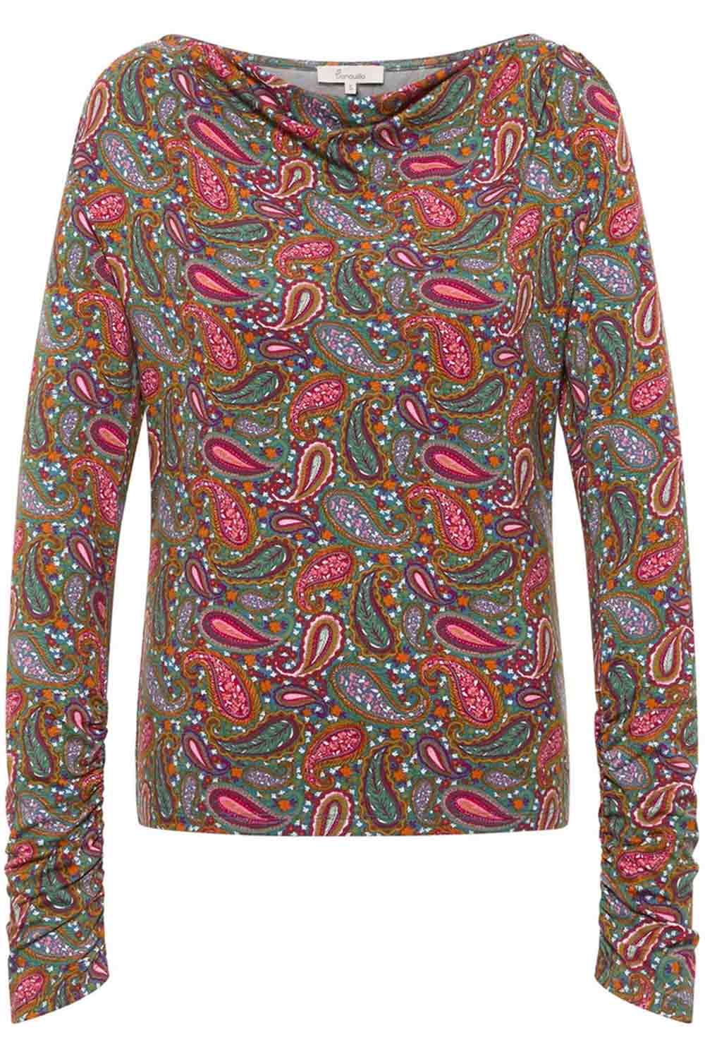 Shirt met lange mouwen watervalhals paisley