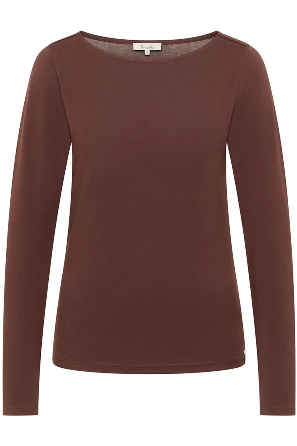 Shirt met lange mouwen boothals bruin