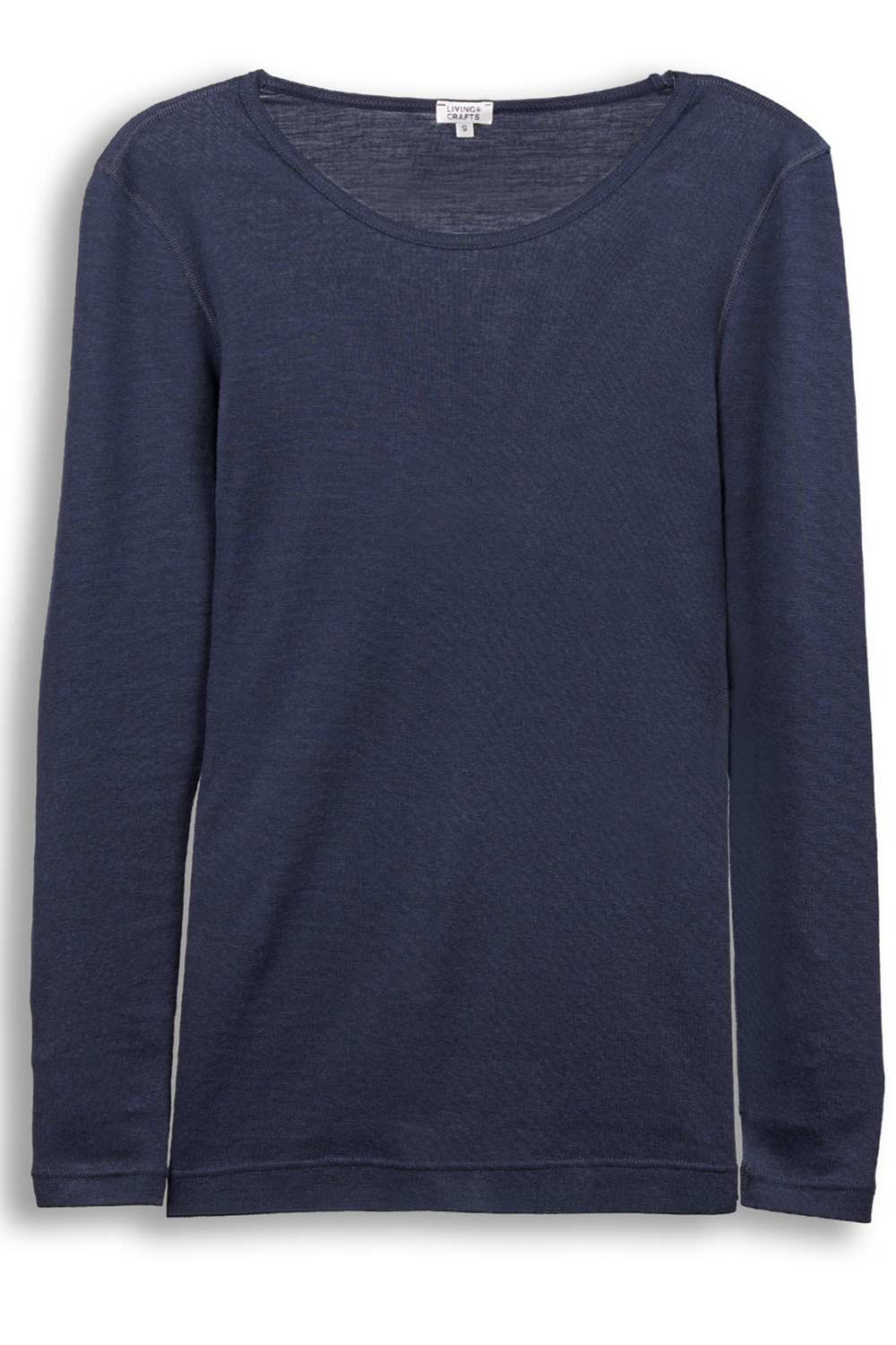 Lange mouwenshirt wol katoen inktblauw