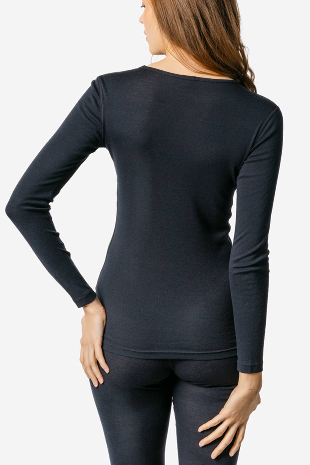 Lange mouwenshirt wol katoen inktblauw - Afbeelding 3