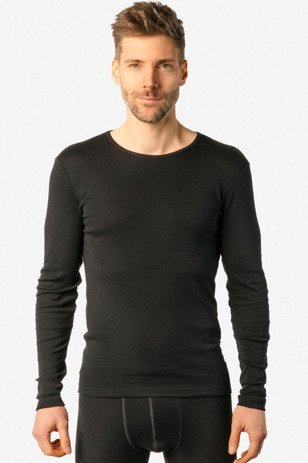 Longsleeve wol biokatoen zwart