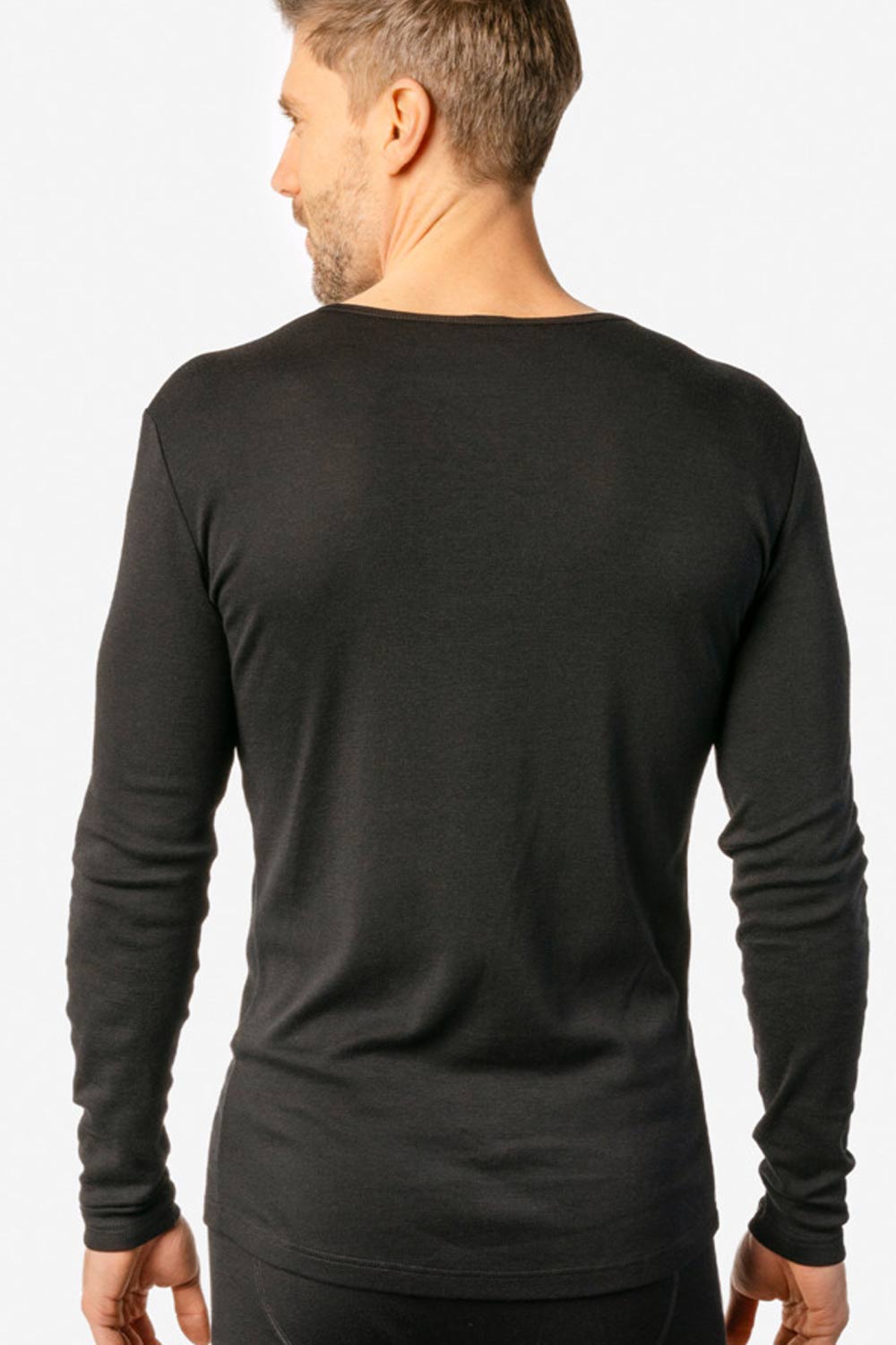 Longsleeve wol biokatoen zwart - Afbeelding 2