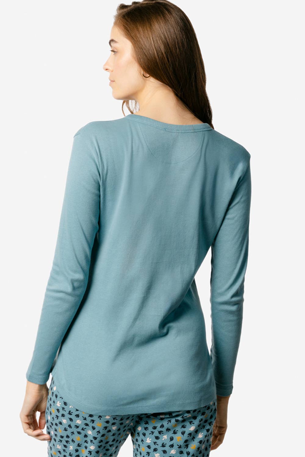 Slaapshirt lange mouw blauw - Afbeelding 3