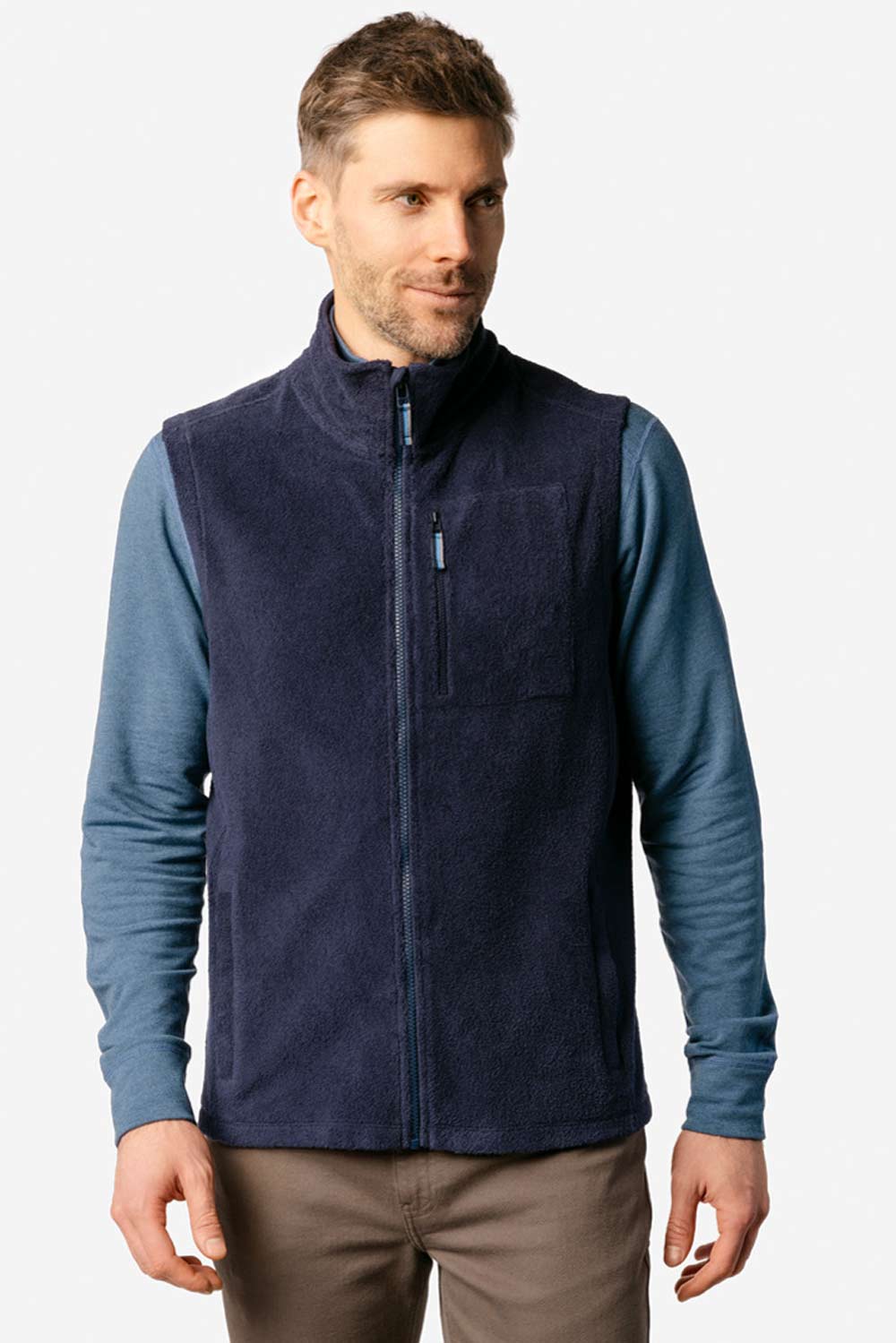 Bodywarmer biokatoen fleece blauw - Afbeelding 2